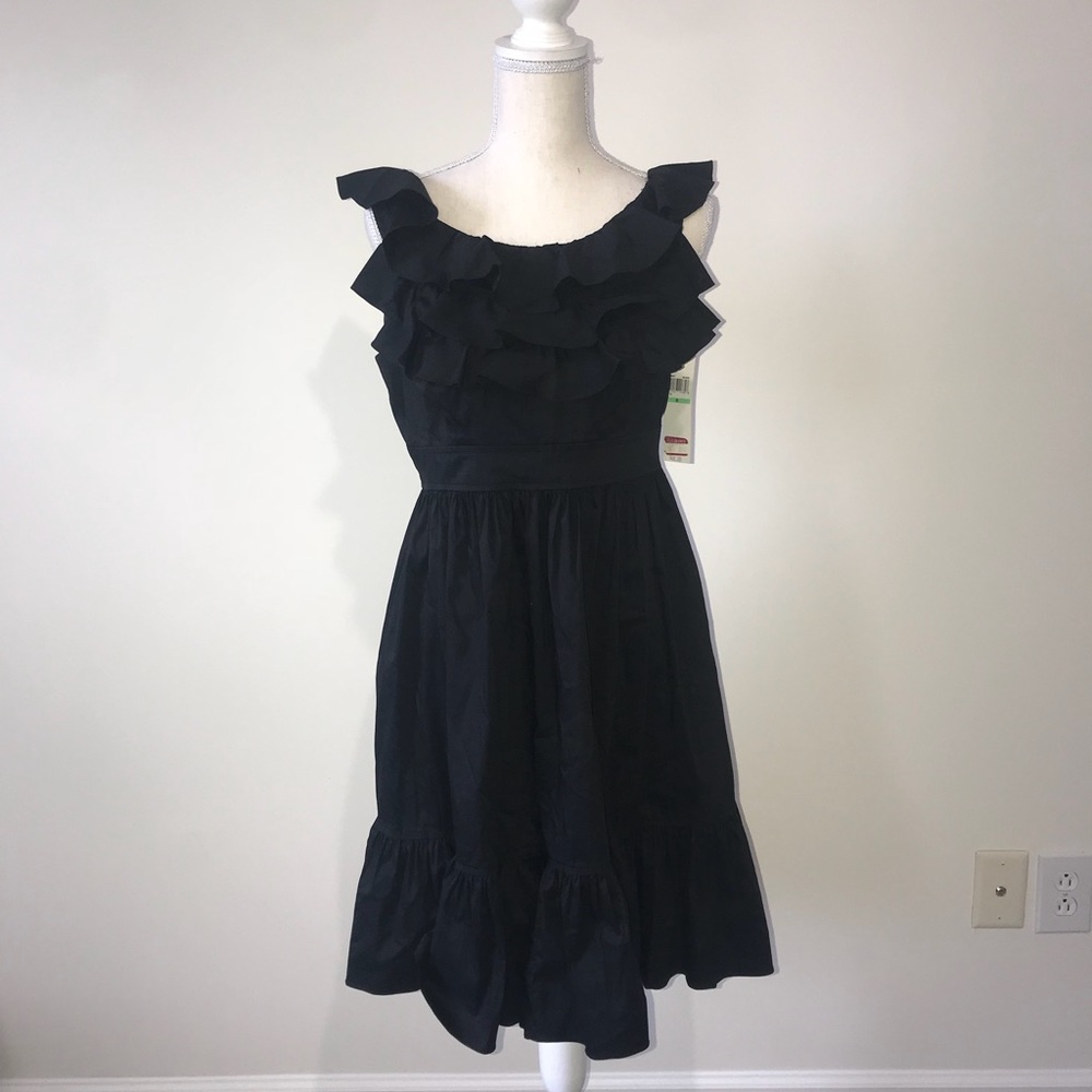 Maggy London Black Ruffle Dress Size 8 NWT